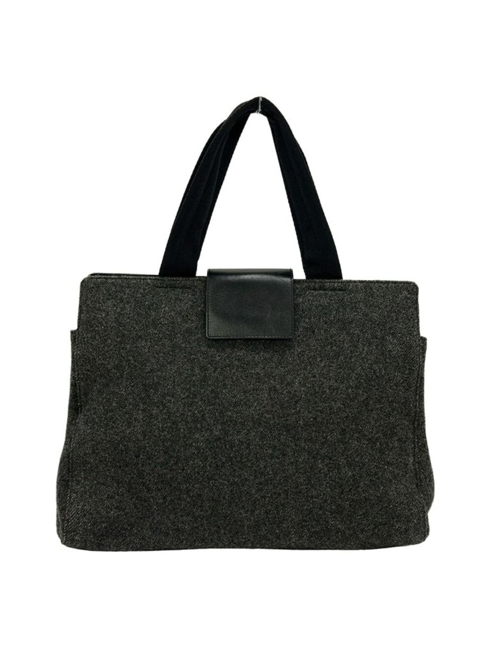 Prada Handbag Dark Gray Black Wool Leather